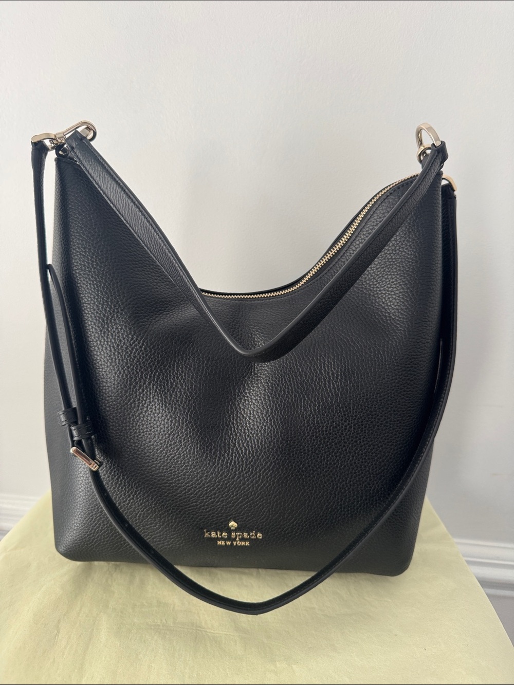 kate spade Black Pebbled Leather Hobo with Gold Hardware